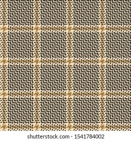 Abstract textile pattern. Seamless glen hounds tooth check in nearly black and gold for winter or autumn jacket, coat, skirt, or other modern fabric print.