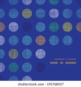 Abstract textile polka dots on blue frame corner pattern background