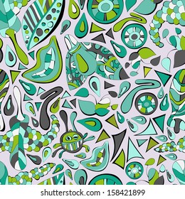 Abstract texture with animals and plants.