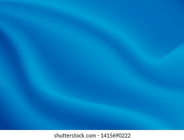 Abstract texture Background. Blue Satin Silk. Cloth Fabric Textile with Wavy Folds. Vector illustration.