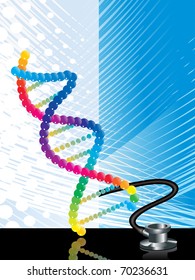 abstract texture background with colorful dna, stethoscope