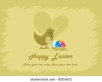 abstract texture background with colorful egg in nest, bird