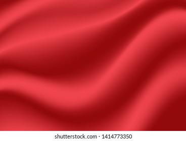 Abstract texture background. Red satin silk. Cloth fabric textile with wavy folds. 