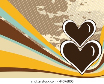 abstract texture background with set of heart, colorful stripes