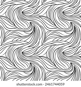 Abstract texture Background template of doodle Seamless wavy line curve linear wave free form repeat Pattern flat vector illustration design black on white