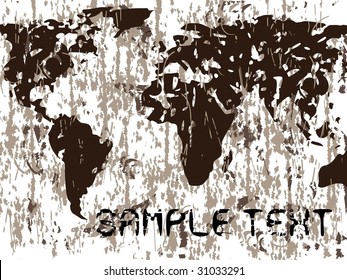 abstract texture background with world map, vector illustration