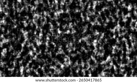 Abstract texture with black and white circles. Matrix background. Motion dots in cyberspace. Halftone illustration. Technology background with data algorithms. Hacked security particles pattern.