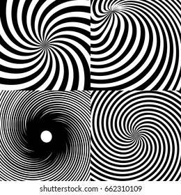 Abstract texture. Black and white spiral. Set. For your design.