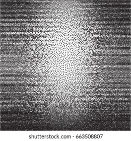 Abstract texture. Black and white striped graphic background of small particles. Dark futuristic overlay. Decorative grungy design element. Vector illustration.
