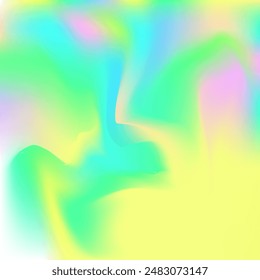 Abstract Texture. Blur Card. Retro Effect. Holographic Gradient. Yellow Metal Background. Soft Futuristic Brochure. Pearlescent Gradient. Hipster Paper. Green Abstract Texture