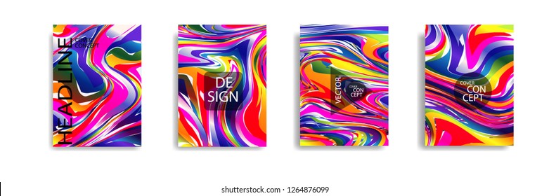 The abstract texture of brightly colored liquid paint. vector cover book with marble color on eps 10