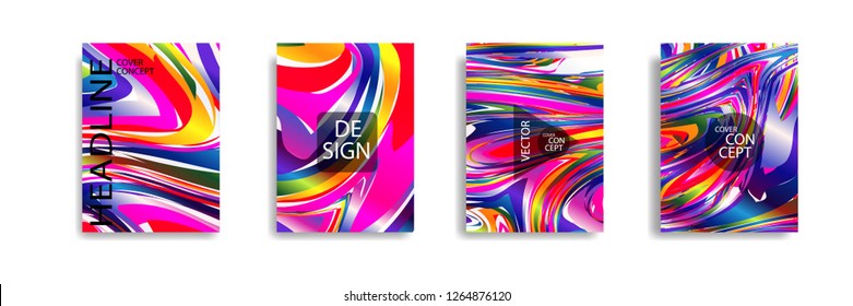 The abstract texture of brightly colored liquid paint. vector cover book with marble color on eps 10