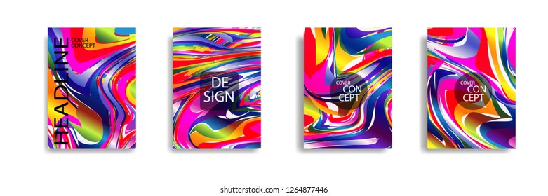 The abstract texture of brightly colored liquid paint. vector cover book with marble color on eps 10