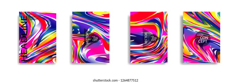 The abstract texture of brightly colored liquid paint. vector cover book with marble color on eps 10