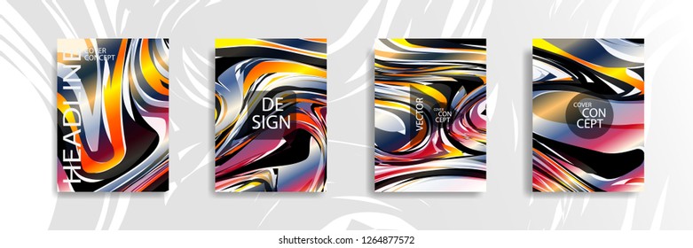 The abstract texture of brightly colored liquid paint. vector cover book with marble color on eps 10