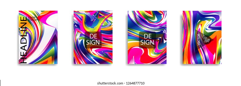The abstract texture of brightly colored liquid paint. vector cover book with marble color on eps 10