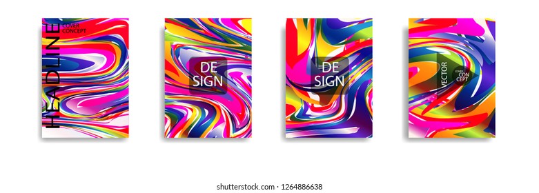 The abstract texture of brightly colored liquid paint. vector cover book with marble color on eps 10