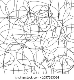 Abstract texture from circles and ovals. Black and white illustration.