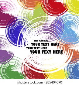 abstract texture of colored concentric circles with text