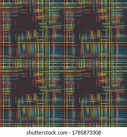 Abstract Texture with Crossing Stripes. Ethnic Print Imitation of Grass Mat. Modern Pattern with Colorful Lines. Seamless Tartan Pattern. Seamless Stripes.