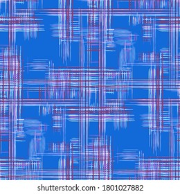 Abstrakte Textur mit Kreuzstreifen. Ethnische Print-Imitation von Gras Mat. Nahtlose Streifen. Modernes Muster mit farbenfrohen Linien. Nahtloses Tartan-Muster.