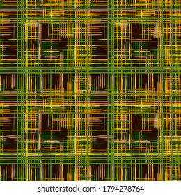 Textura abstracta con franjas cruzadas. Patrón moderno con líneas coloridas. Rayas sin foco. Imitación de impresión étnica de hierba de hierba. Patrón Tartán sin Maravilla.