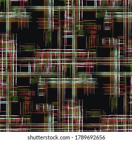 Abstract Texture with Crossing Stripes. Seamless Stripes. Seamless Tartan Pattern. Ethnic Print Imitation of Grass Mat. Modern Pattern with Colorful Lines.