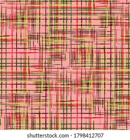 Abstrakte Textur mit Kreuzstreifen. Nahtlose Streifen. Modernes Muster mit farbenfrohen Linien. Nahtloses Tartan-Muster. Ethnische Print-Imitation von Gras Mat.