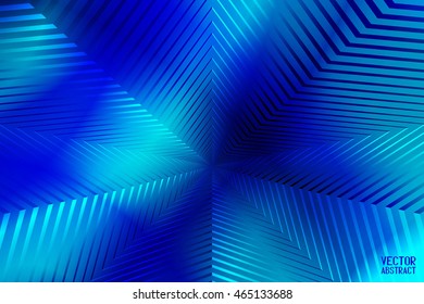 Abstract Texture Curved Pattern with Colorful Segments. Blue Lines and Waves. Vector Illustration