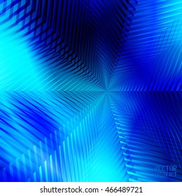 Abstract Texture Curved Pattern with Colorful Segments. Blue Lines and Waves. Vector Illustration