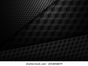 Abstract texture from dark 3d cubes, art background from three-dimensional geometric shapes, volumetric vector illustration 10eps