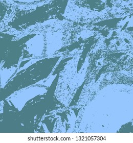 Abstract texture of dark turquoise paint. Vector background of paint strokes with a dry brush. Vintage grunge style pattern
