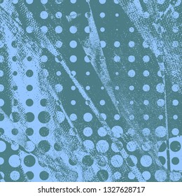 Abstract texture of dark turquoise paint. Vector background of paint strokes with a dry brush. Vintage grunge style pattern