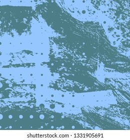 Abstract texture of dark turquoise paint. Vector background of paint strokes with a dry brush. Vintage grunge style pattern