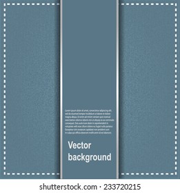 Abstract texture of denim linen canvas fabric background. Vector illustration.