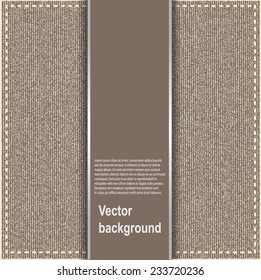 Abstract texture of denim linen canvas fabric background. Vector illustration.