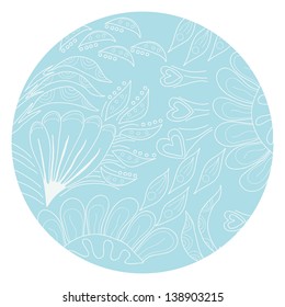 Abstract  texture with fish, hearts, flowers. Endless background.