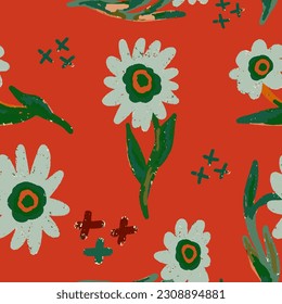 Flores de textura abstracta. Patrón veloz. Grunge textura. Ornamento floral. Diseño psicodélico. Para impresión, diseño, papel pintado, tela, papel, embalaje.
