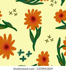 Flores de textura abstracta. Patrón veloz. Grunge textura. Ornamento floral. Diseño psicodélico. Para impresión, diseño, papel pintado, tela, papel, embalaje.