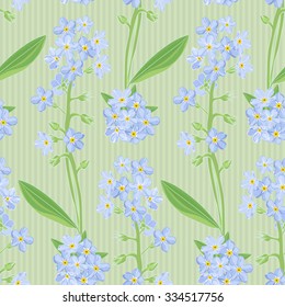 Abstract texture with forget-me-not. Seamless pattern with flower bouquet ornament. Vector illustration