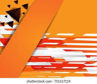 Abstract texture geometric  red and Orange color technology modern futuristic background, vector illustration