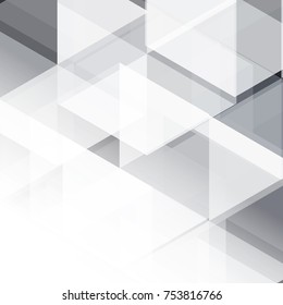Abstract texture geometric  White and gray color technology modern futuristic background, vector illustration