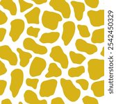 Abstract texture with giraffe spots. Seamless pattern creative background with decorative animal skin design. Yellow orange wavy shapes on a white background. Vector