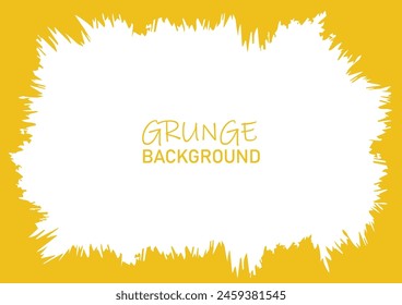 Abstract texture grunge border background rough edge frame yellow color vector illustration template