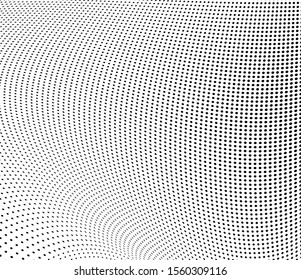 Abstract texture of halftone. Monochrome background of black dots on white background. Pattern to print from waves of dots