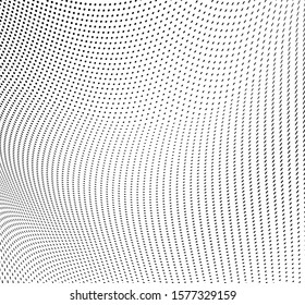 Abstract texture of halftone. Monochrome background of black dots on white background. Pattern to print from waves of dots