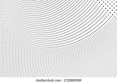 Textura abstracta de medio tono. Fondo monocromo de puntos negros sobre fondo blanco. Patrón para imprimir desde ondas de puntos
