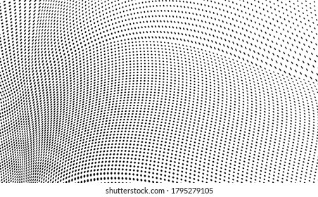 Abstract texture of halftone. Monochrome background of black dots on white background. Pattern to print from waves of dots