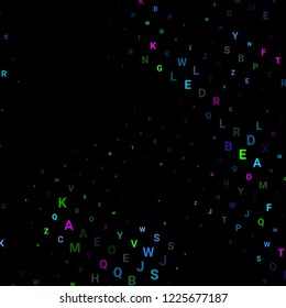 Abstract texture with letters. Vector colorful background made of alphabet symbols for posters, web sites, web pages, business cards, postcards, interior design.