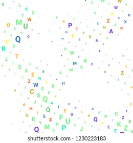 Abstract texture with letters. Vector colorful background made of alphabet symbols for posters, web sites, web pages, business cards, postcards, interior design.